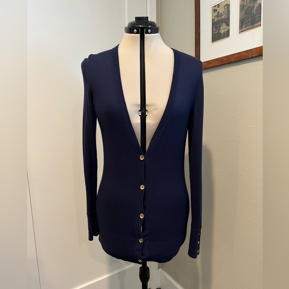 Lily Pulitzer. Navy cardigan with gold buttons. Medium. Very good condition.